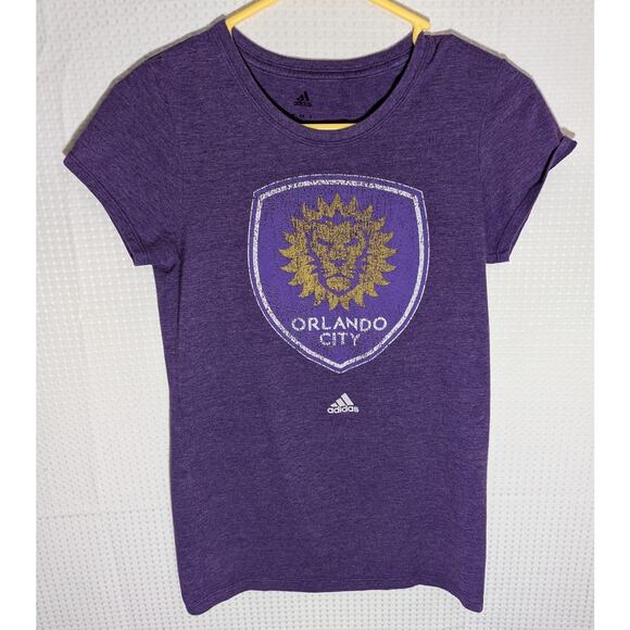 Adidas T-Shirt M Women Purple Orlando City Soccer Club MLS Tee Logo Fan Shirt - Picture 1 of 5